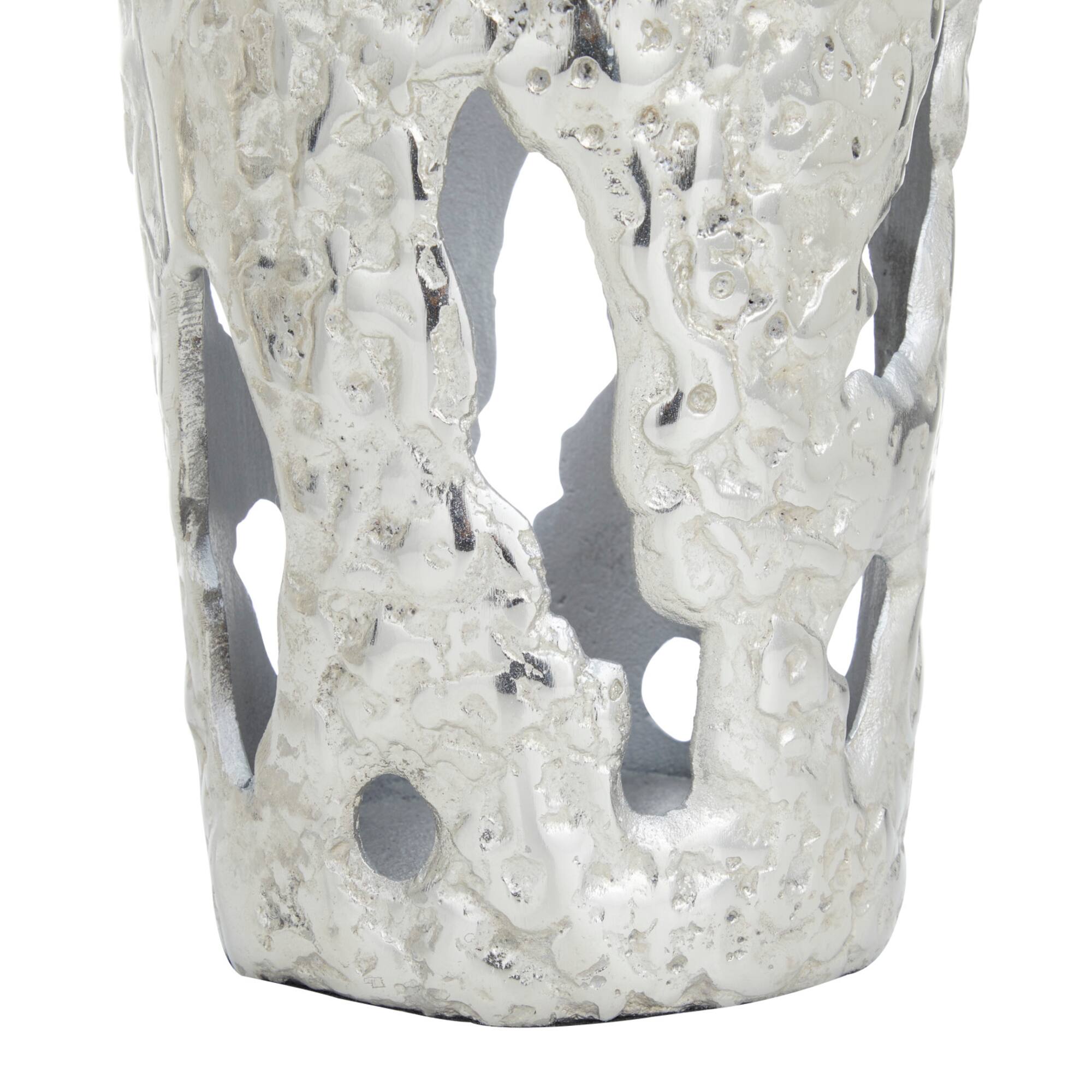 Set of 2" Silver Aluminum Contemporary Vases, 20" x 7" x 6"